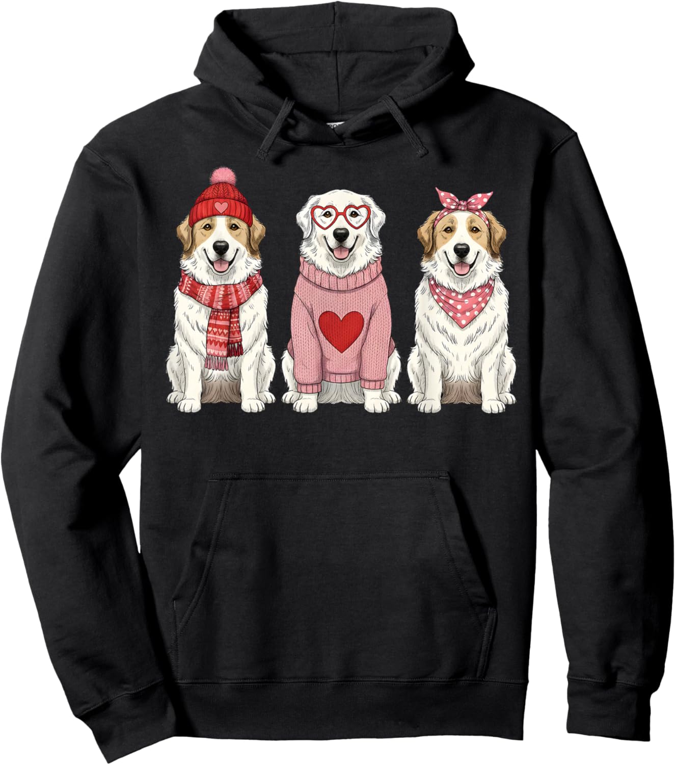 Cute Great Pyrenees Valentine Dog Hoodie - Hoodie | Black