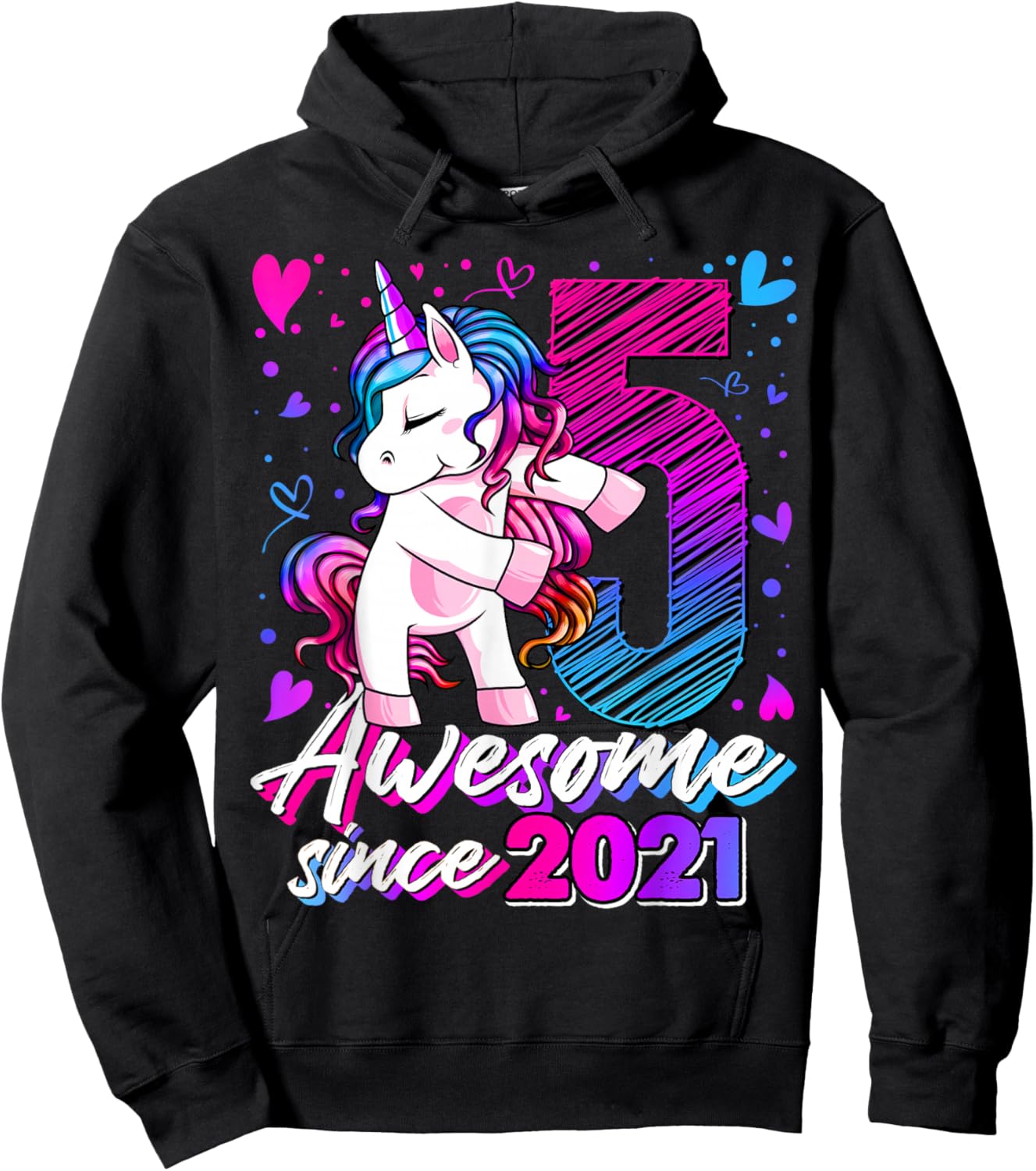 5th Birthday Shirt Girl 5 Year Old Gifts 5 Birthday Girl Hoodie - Hoodie | Black