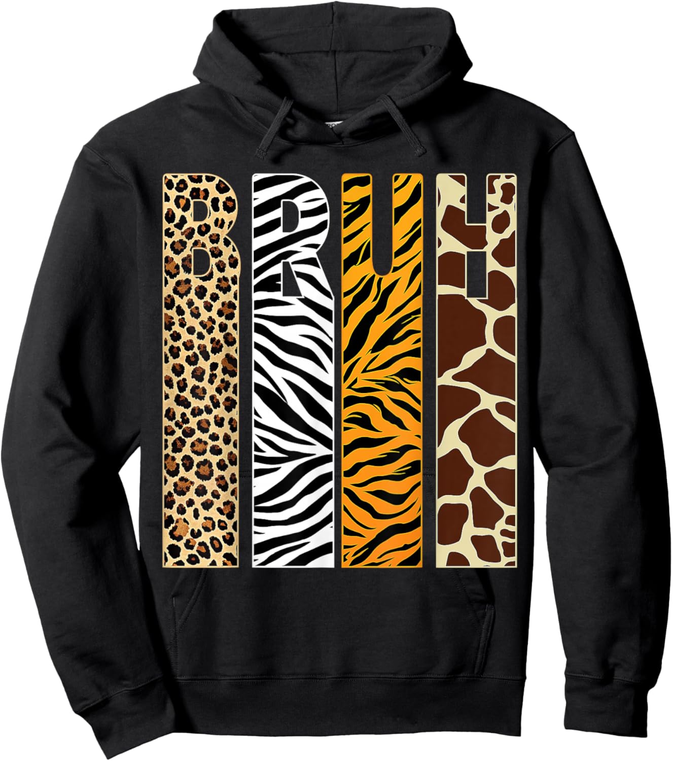 Bruh Boys Animal Print Clothes Kids Zoo Toddler Boy Hoodie - Hoodie | Black