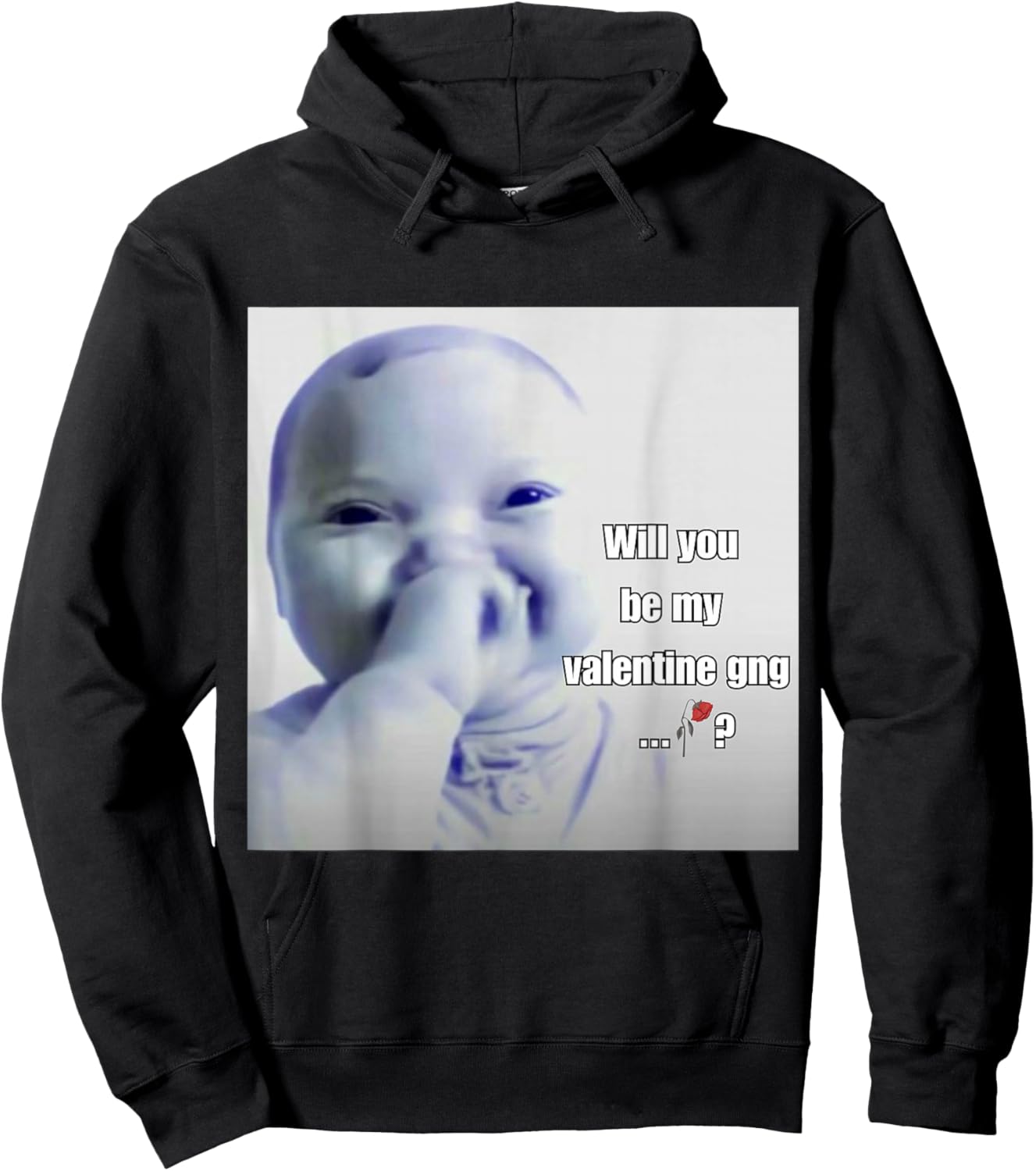 Funny Niche Baby Valentine gen z Meme ai Viral Giggling AI Hoodie - Hoodie | Black