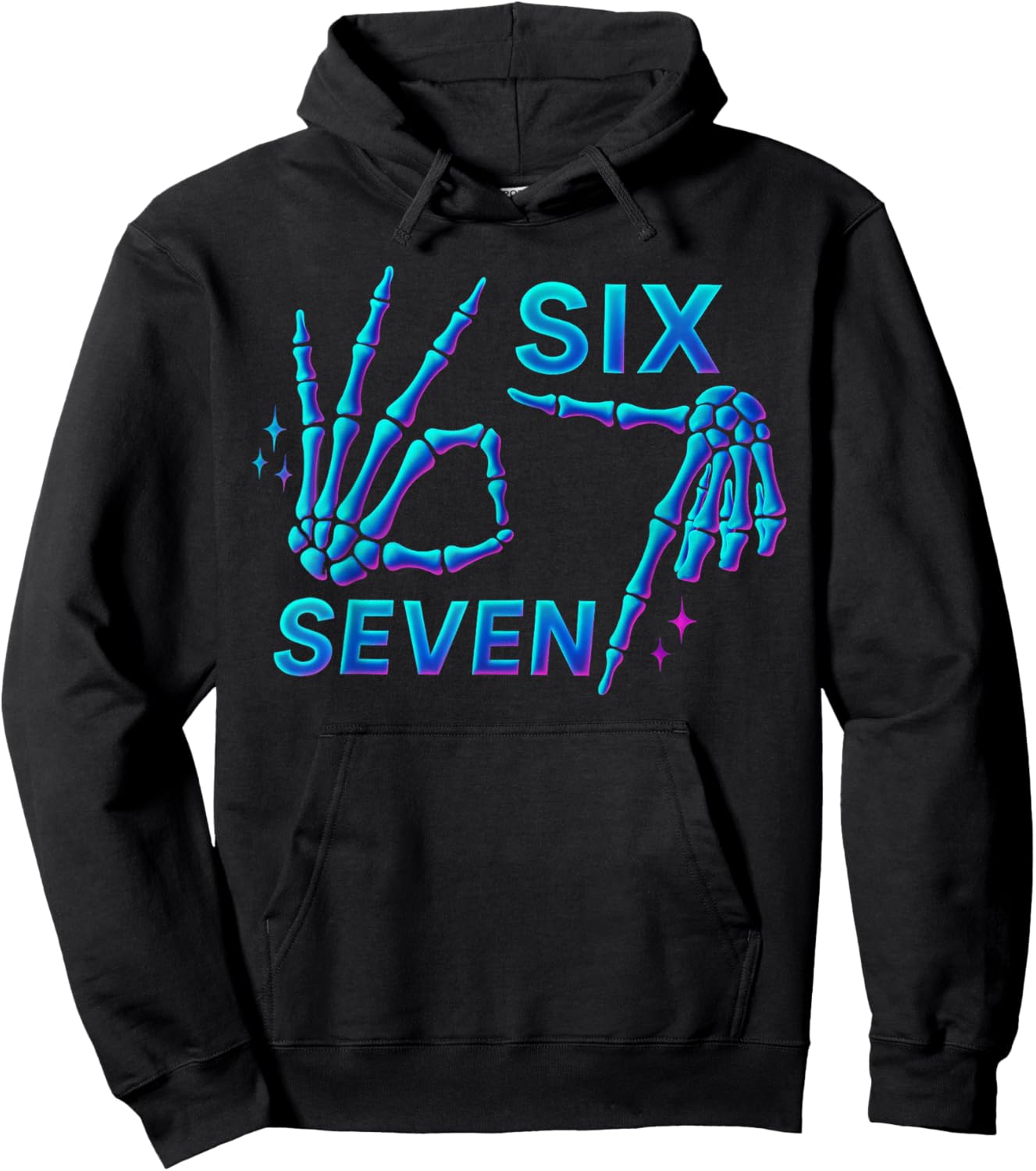 67 Meme Skeleton Hand 6 7 Halloween Six Seven Funny Teens Hoodie - Hoodie | Black