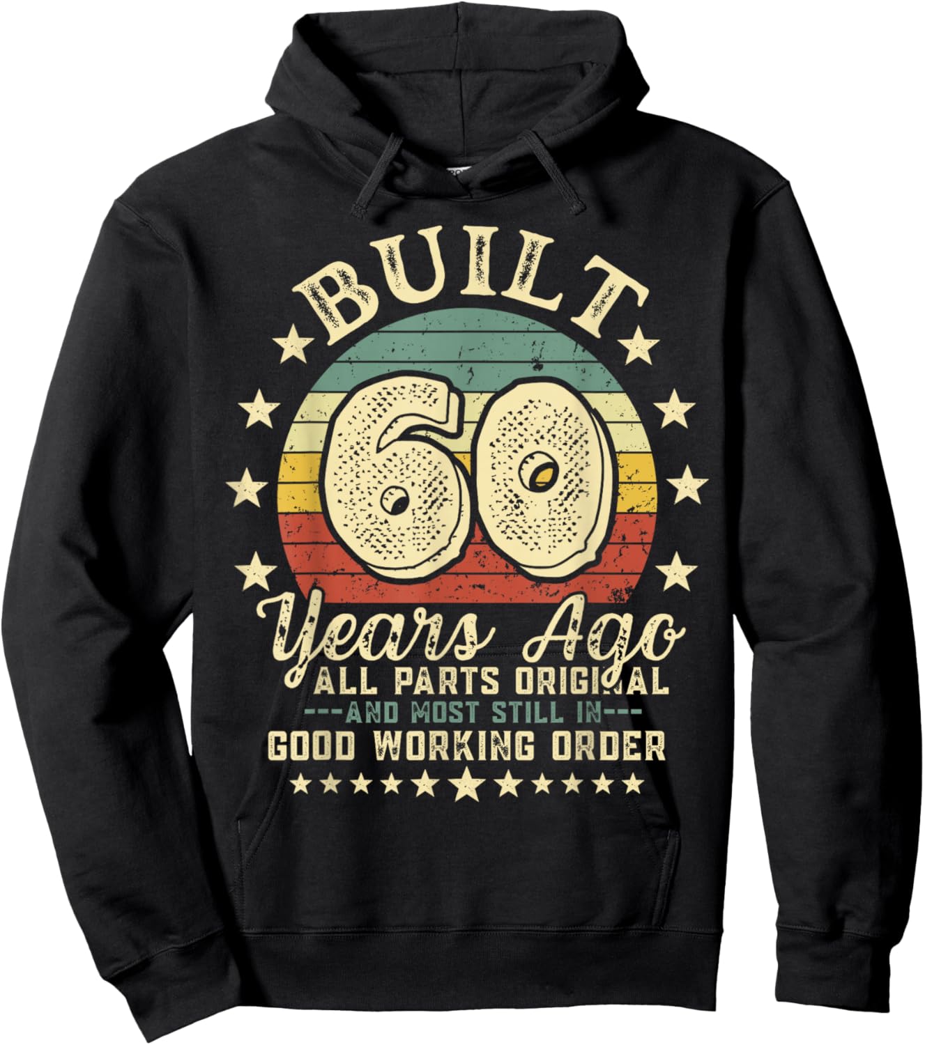 Built 60 Years Ago Retro Funny 60th Birthday Vintage Hoodie - Hoodie | Black