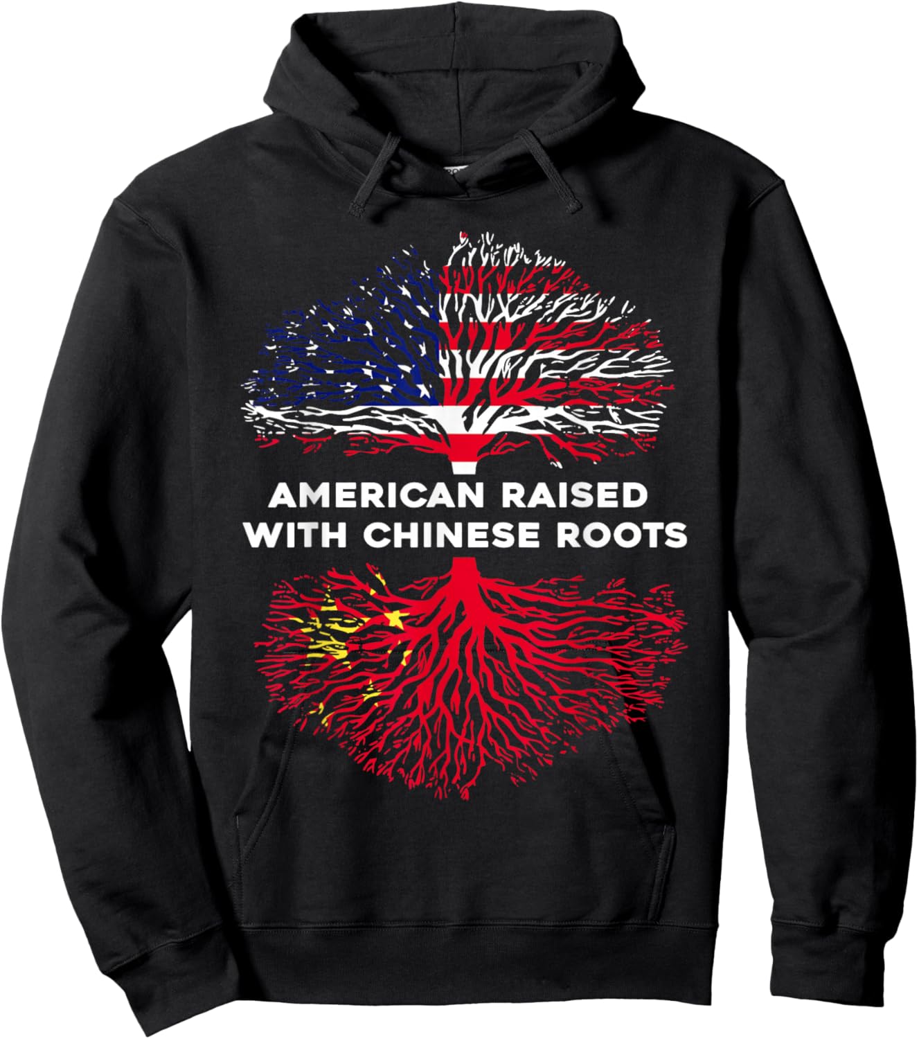 Chinese American Raised from China Flag & Stars Origin Pride Hoodie - Hoodie | Black