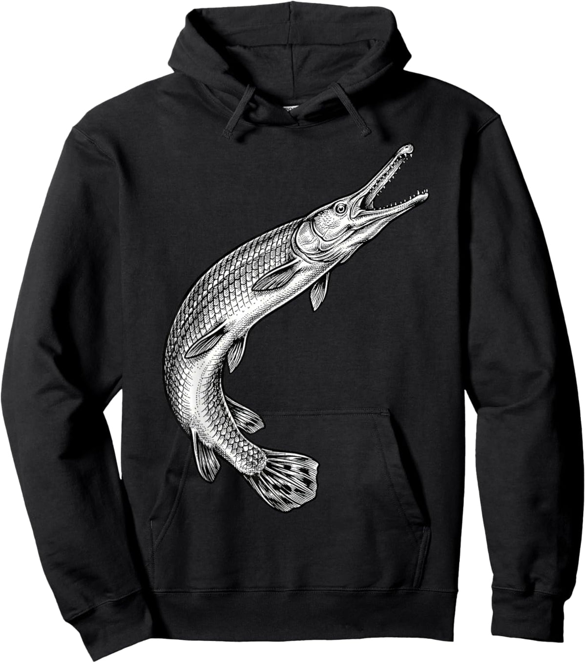 Vintage Alligator Gar Fish Fishing Fisherman Angler Hoodie - Hoodie | Black