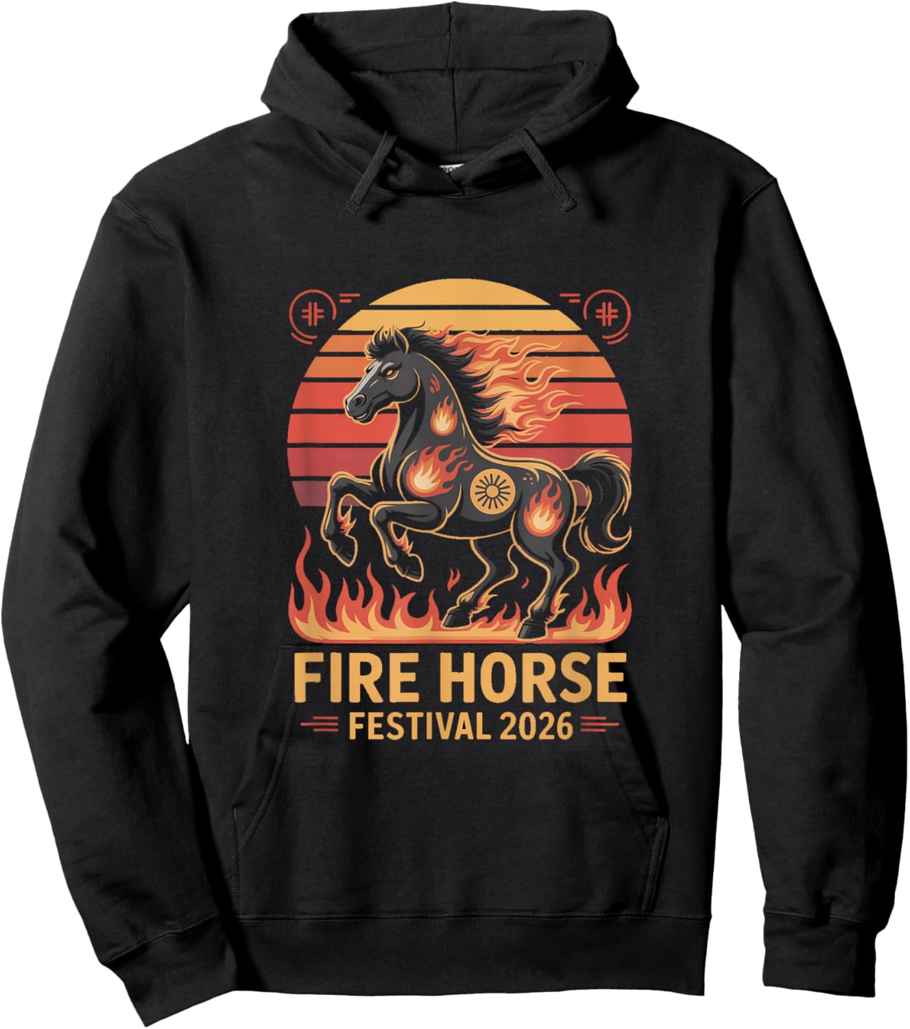 Blaze Into Fortune Chinese New Year Fire Horse 2026 Hoodie - Hoodie | Black