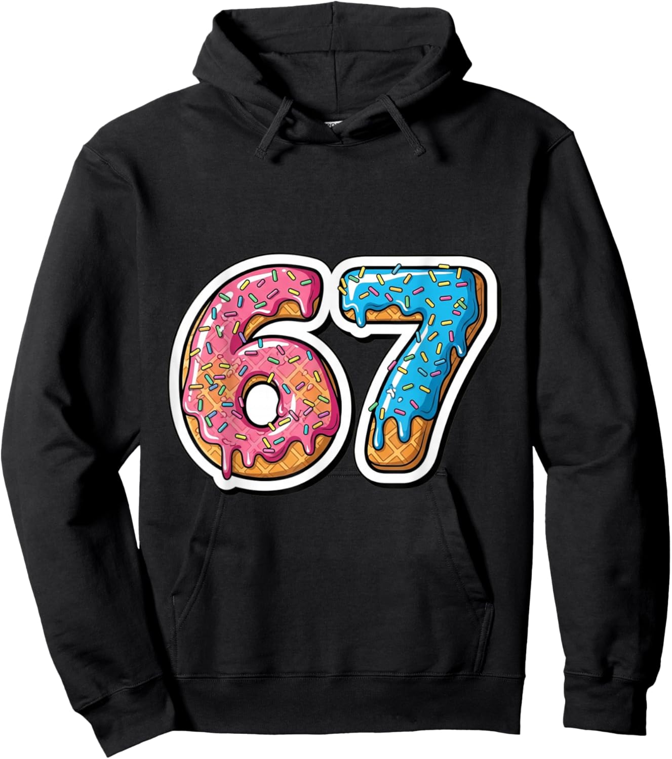Six Seven Ice Cream Drip Sports Cool Meme 67 Funny Number Hoodie - Hoodie | Black