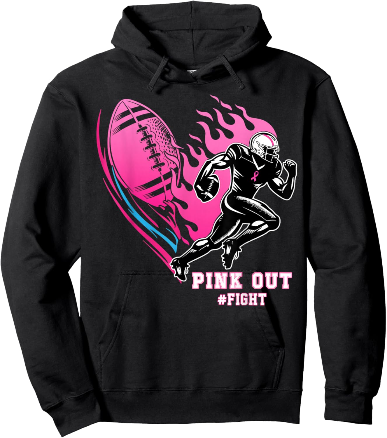 Football Pink Out Team Breast Cancer Awareness Month Hoodie - Hoodie | Black