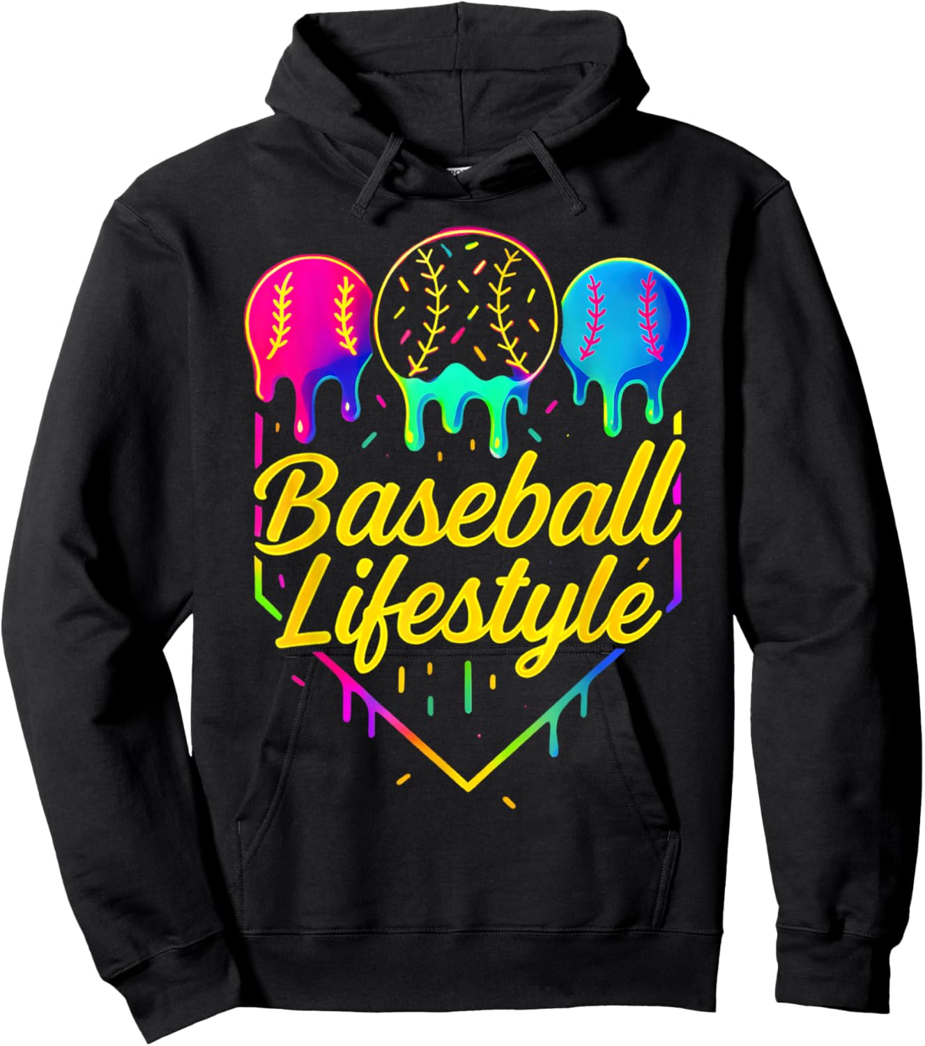 Baseball Life Style 101 Apparel Youth Drip Baseball Hoodie - Hoodie | Black