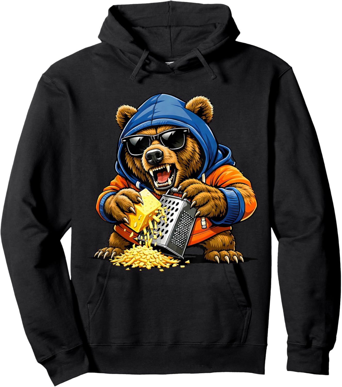 Funny Bear Grating Cheese Graphic Women Kids Hoodie - Hoodie | Black