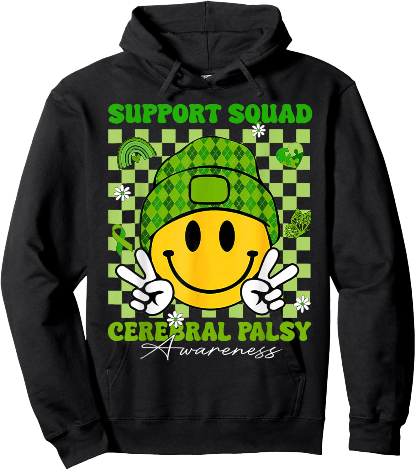 Cerebral Palsy Support Squad Cerebral Palsy Awareness Hoodie - Hoodie | Black