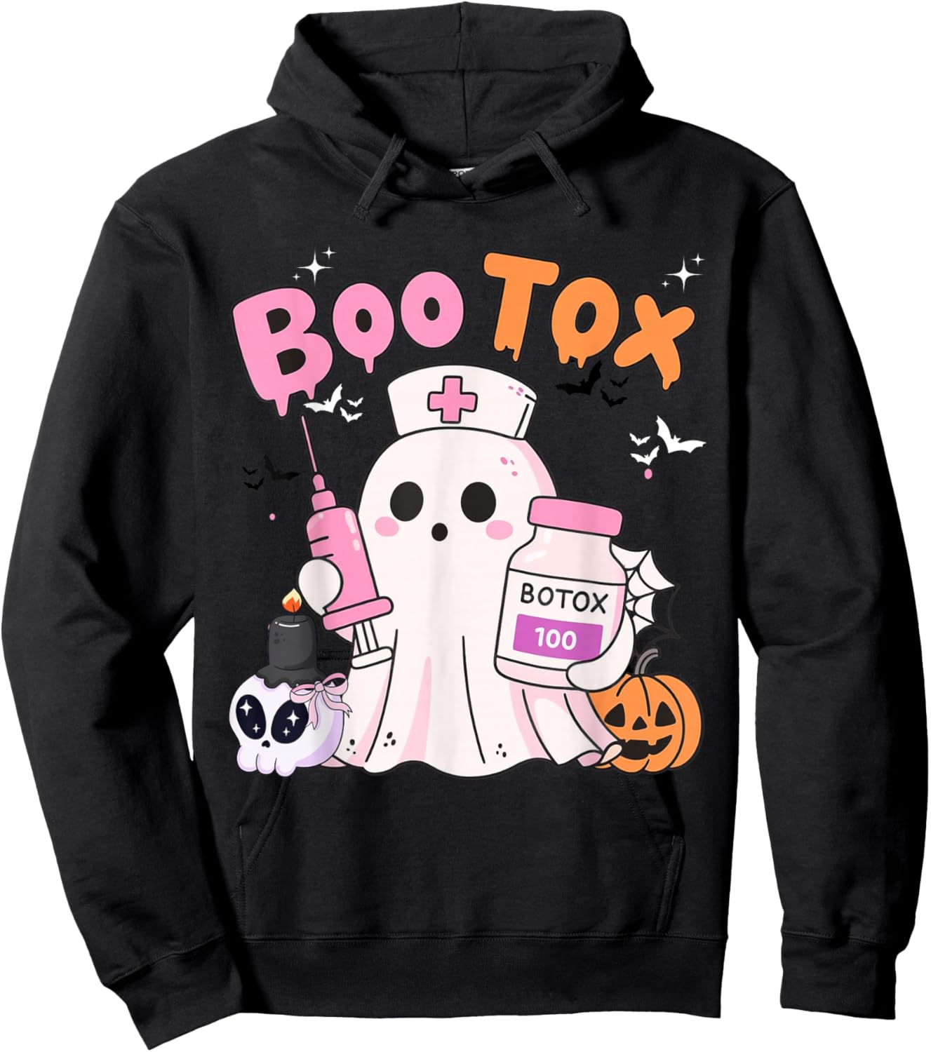 Boo Tox Nurse Ghost Filler Botox Halloween Aesthetic Hoodie - Hoodie | Black