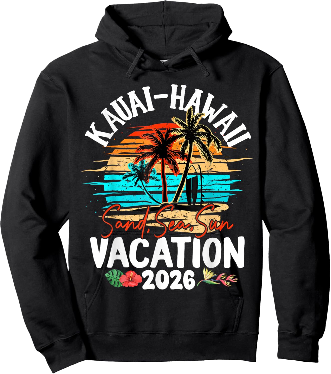 Kauai Hawaii 2026 Vacation Beach Matching Family Group Hoodie - Hoodie | Black