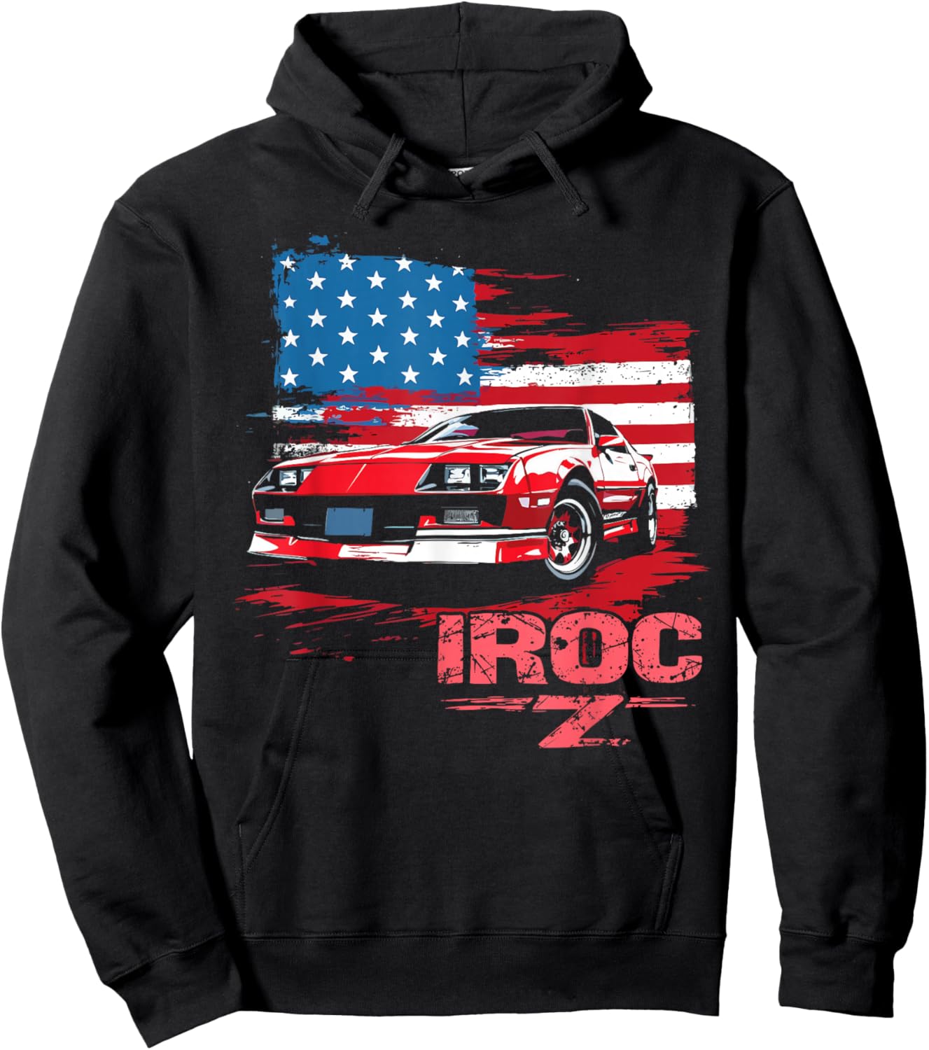 1980's IROC Z American Flag Patriotic Muscle Car Z28 Hoodie - Hoodie | Black