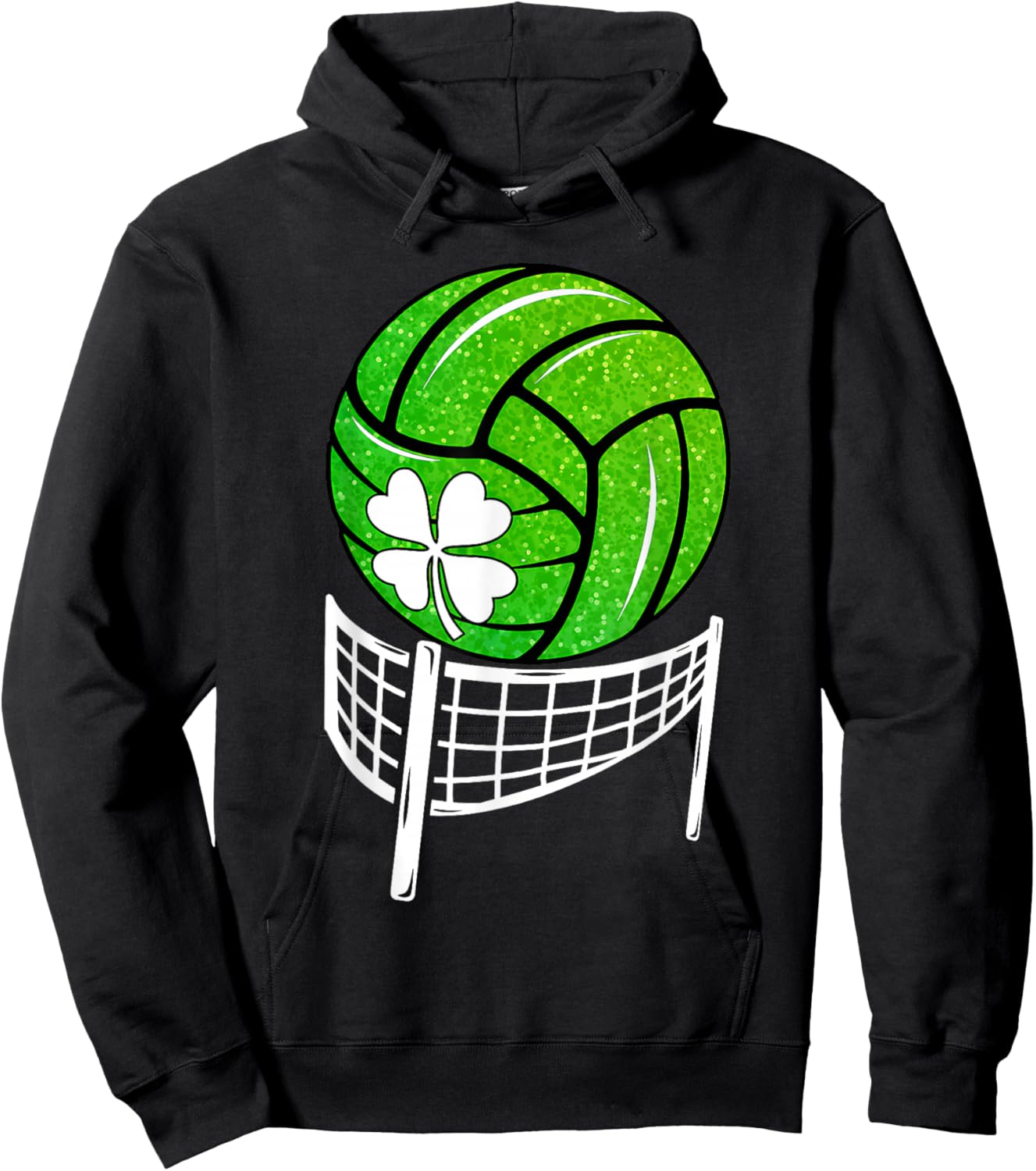 Volleyball Shamrock Lucky Clover Irish St Patrick's Day Boys Hoodie - Hoodie | Black