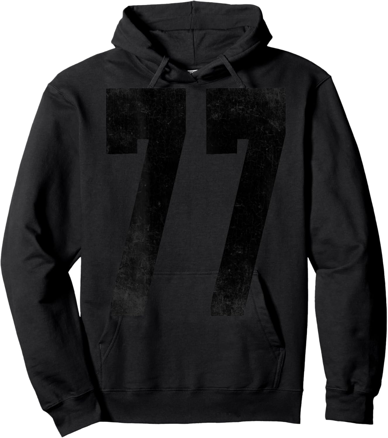 Number 77 Print On Back of Shirt Number #77 Numbered Hoodie - Hoodie | Black