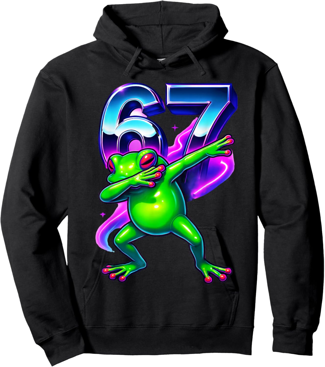 6-7 Meme Dabbing Frog Six Seven Kids Boys Girls 67 Dance Hoodie - Hoodie | Black