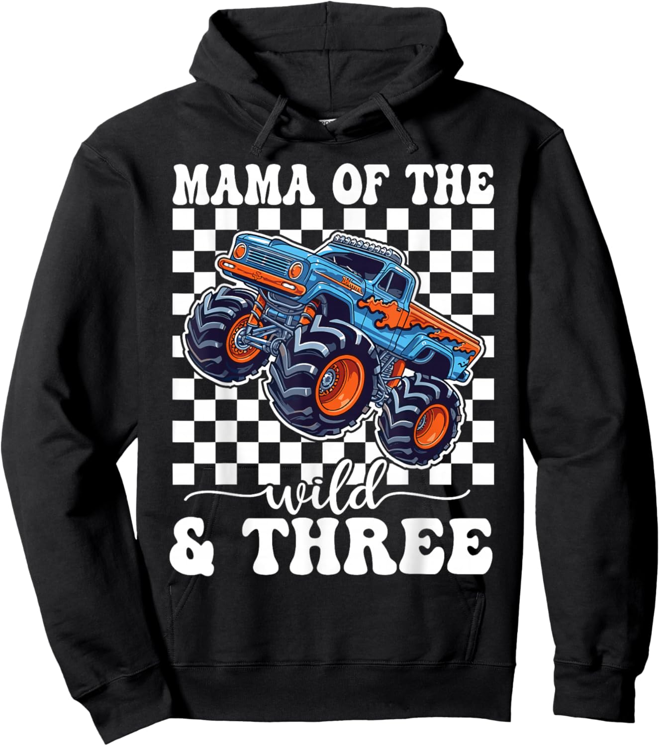 3rd Birthday Monster Truck Young Wild and Three 3 Year Old Hoodie - Hoodie | Black