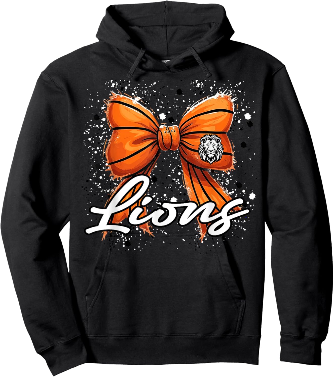 Lions Basketball Mom Bow Coquette Red Lion Pride Mascot Hoodie - Hoodie | Black