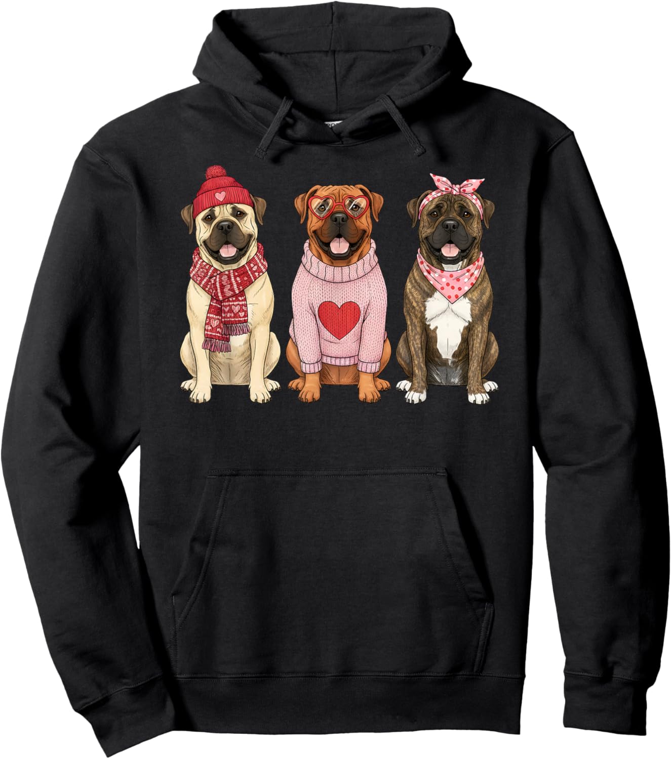 Cute Bullmastiff Valentine Dog Hoodie - Hoodie | Black