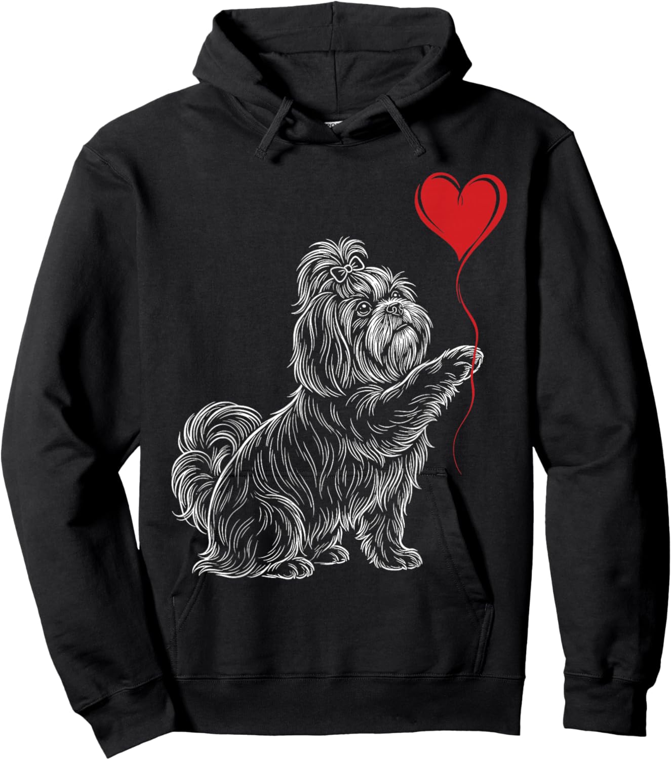 Shih Tzu Lover Dog Art Holding Heart Valentines Hoodie - Hoodie | Black