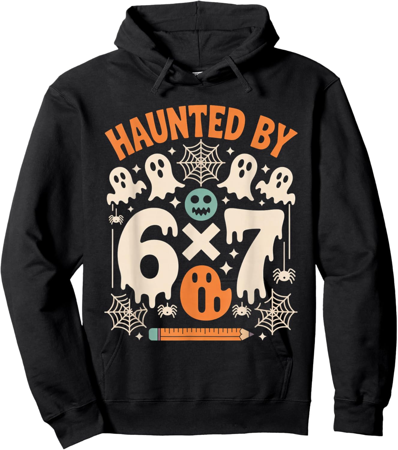 Haunted by 6x7 Funny Math Teacher Halloween Pun Hoodie - Hoodie | Black