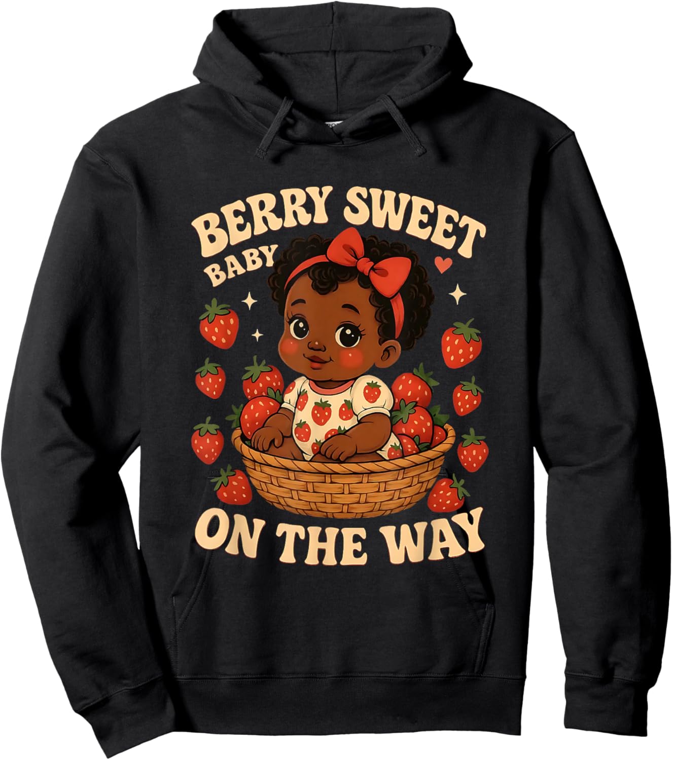 Berry Sweet Baby On The Way Black Girl Kid Baby Shower Hoodie - Hoodie | Black
