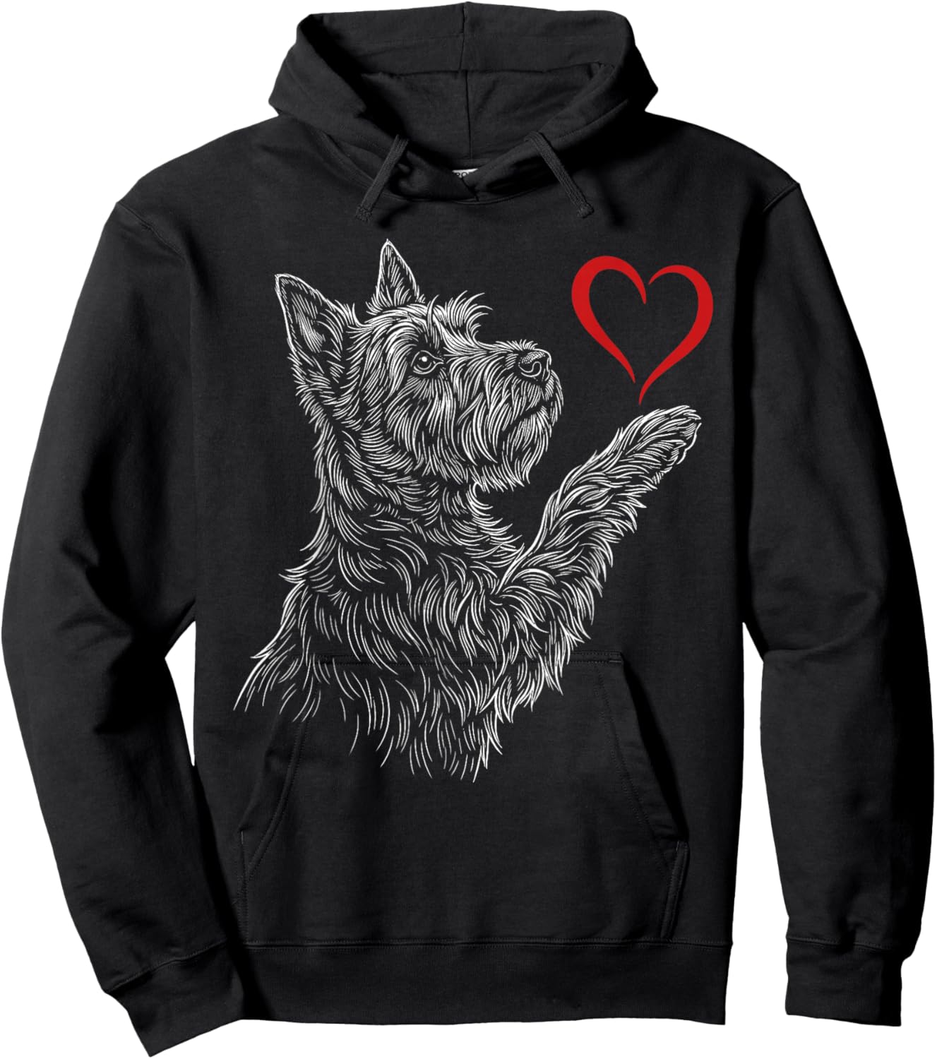 Scottish Terrier Lover Dog Art Holding Heart Valentines Hoodie - Hoodie | Black