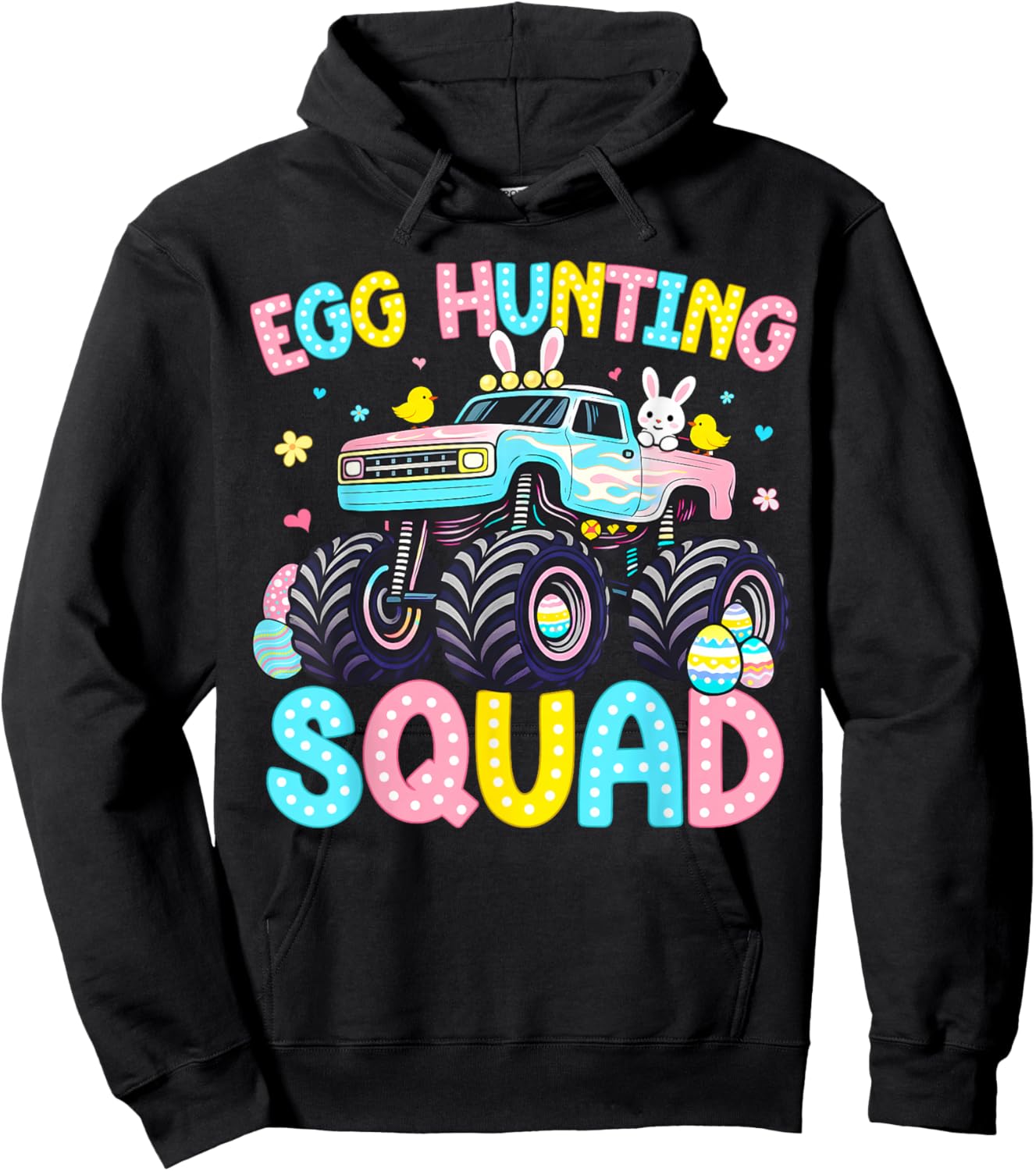 Egg Hunting Squad for Kids Toddler Boys Girls Easter Day Hoodie - Hoodie | Black