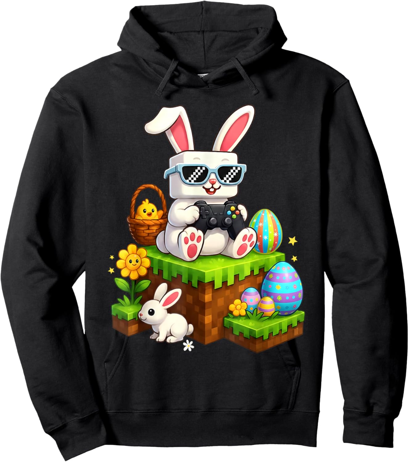 Happy Easter Day Bunny Egg Video Game Kids Boys Gamer Hoodie - Hoodie | Black