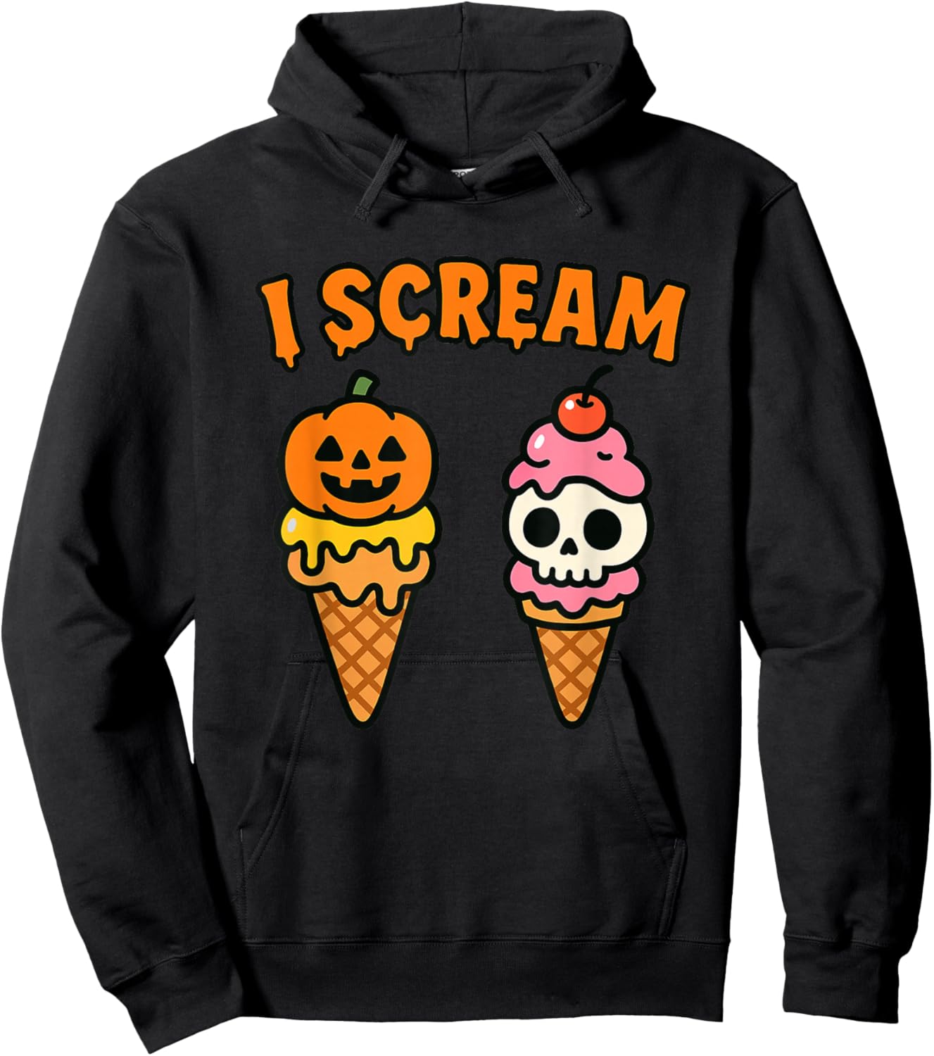 I Scream Ice Cream Ghost Halloween Costume Hoodie - Hoodie | Black