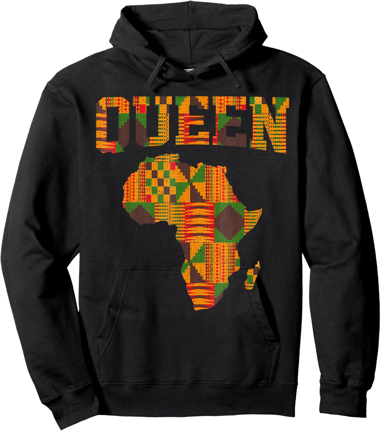 African Queen Art Girls Kente Cloth African Print Hoodie - Hoodie | Black