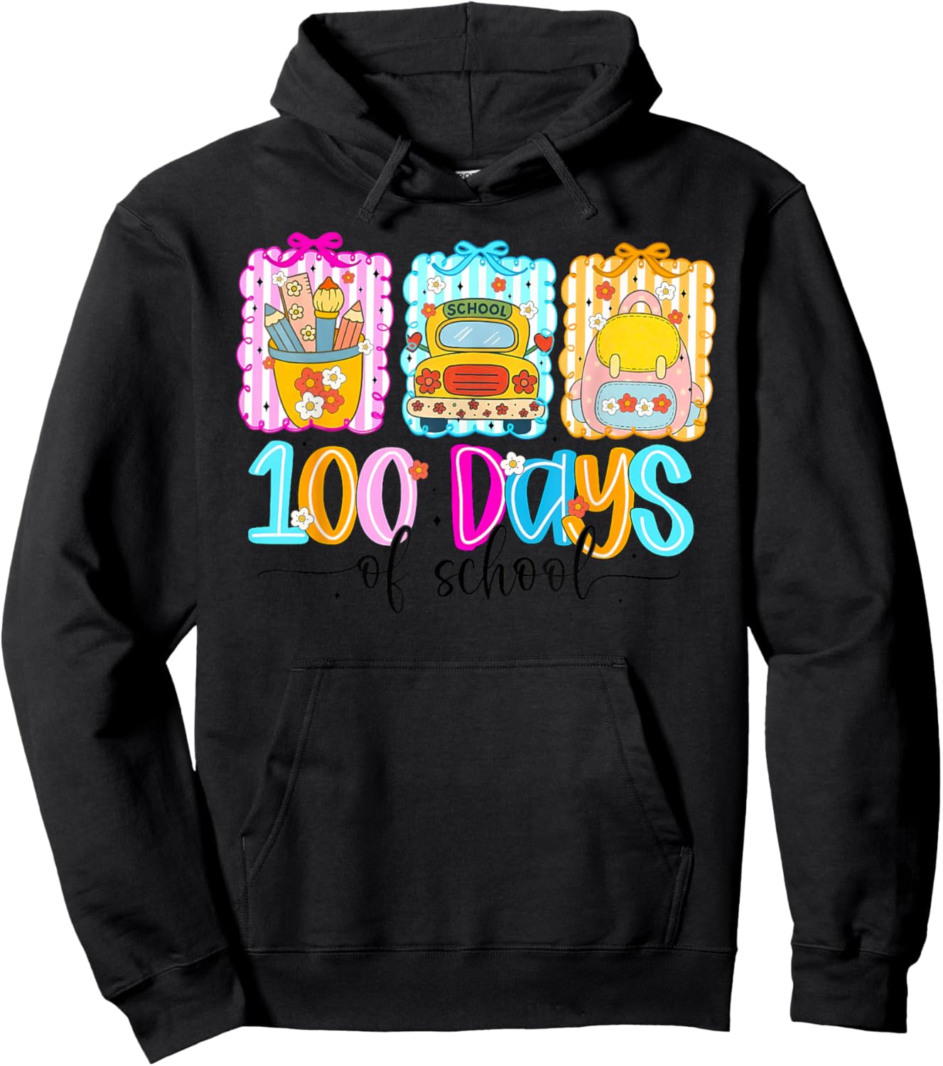100th Day of School 100 Days Teacher Coquette Bow Girl Women Hoodie - Hoodie | Black