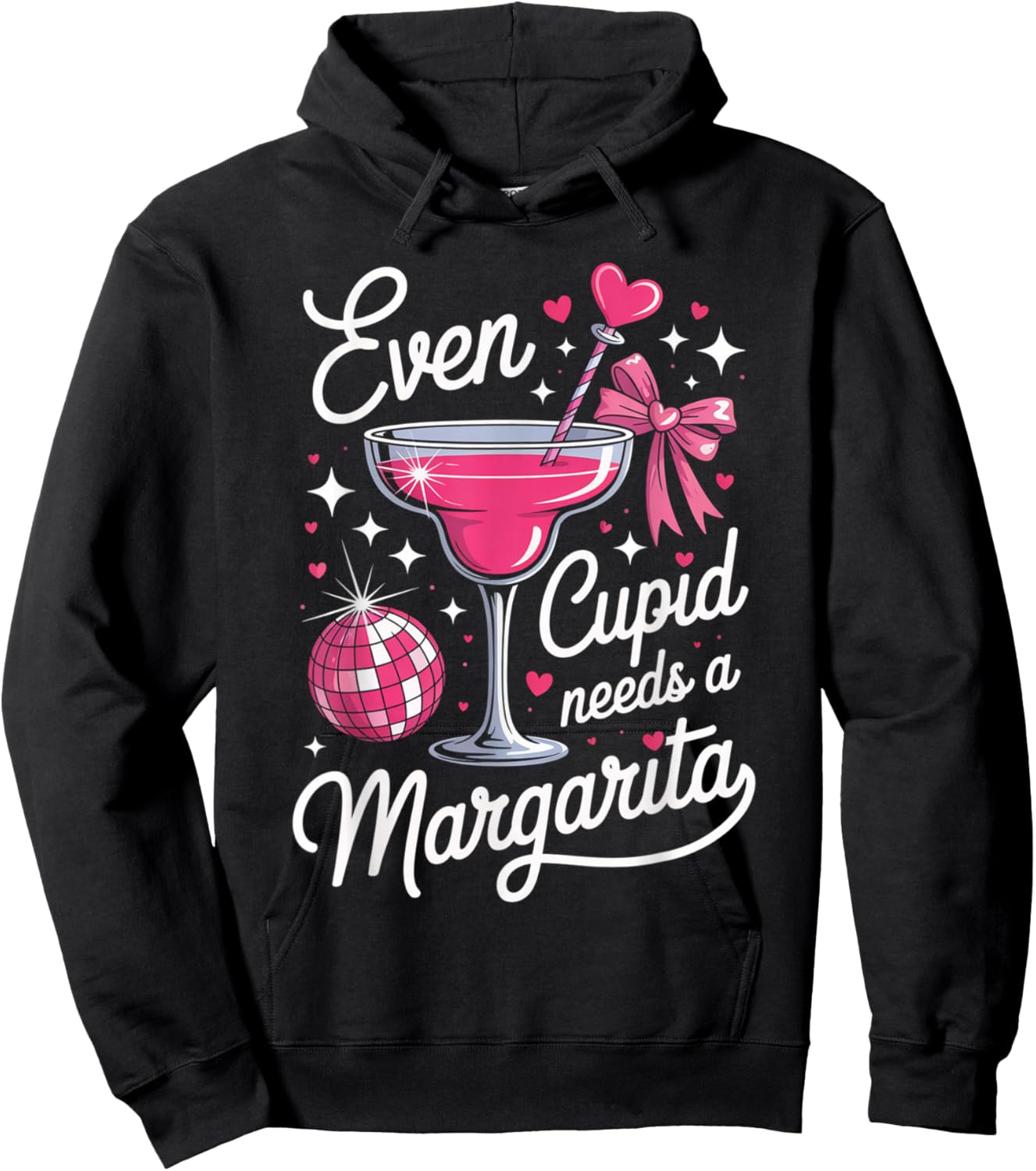 Even Cupid Needs A Margarita Valentine´s Day Hoodie - Hoodie | Black