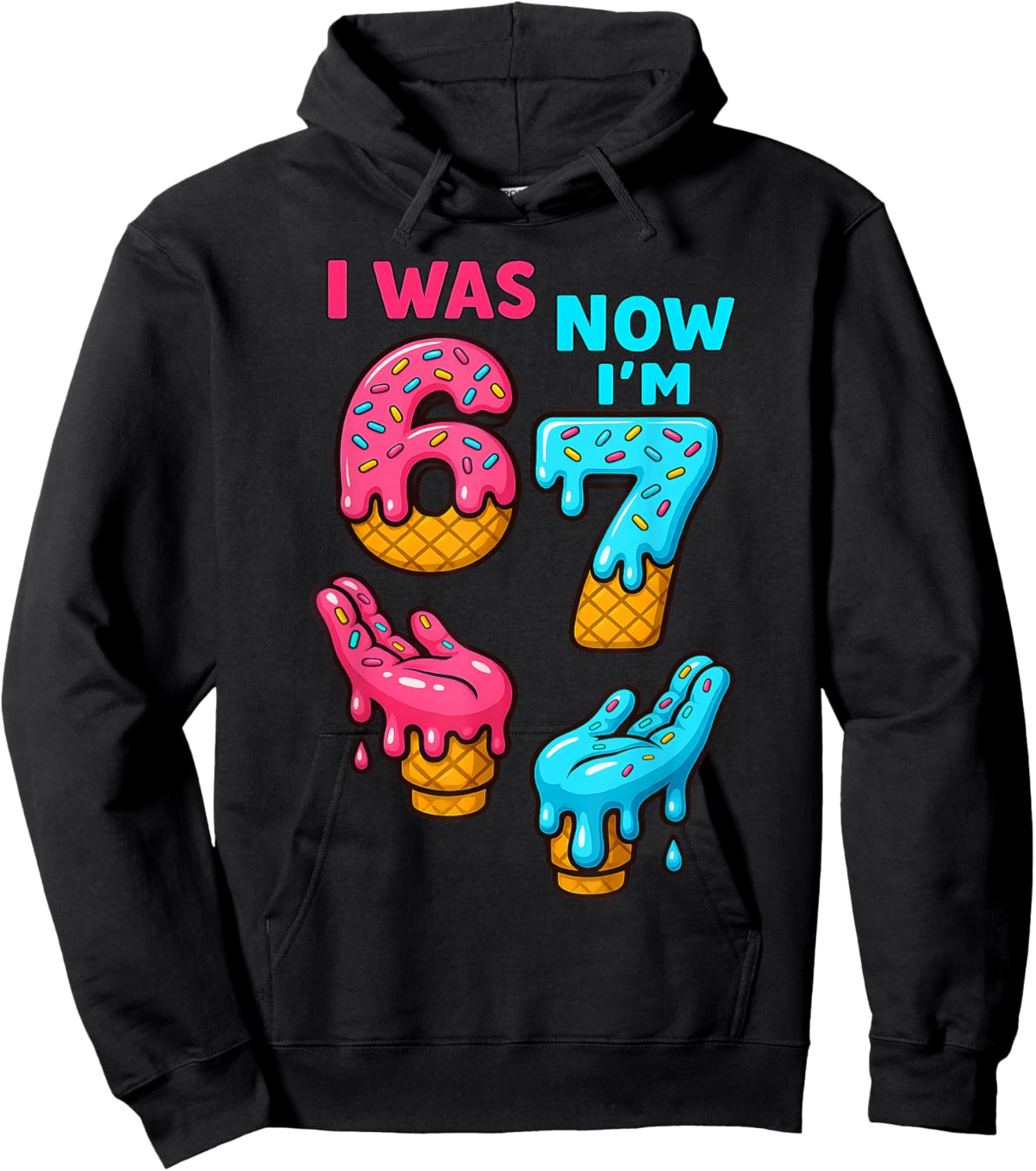 I was 6 Now I'm 7 Year Old 6 7 Birthday Boys Girls Kids Hoodie - Hoodie | Black