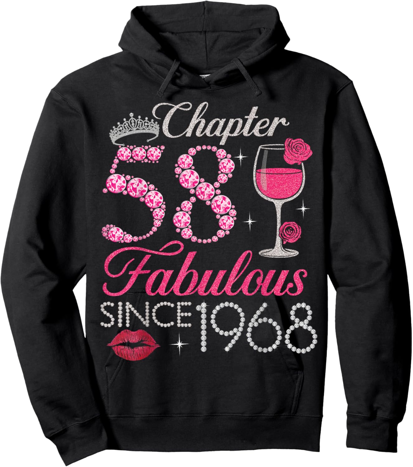 Vintage Chapter 58 Fabulous Since 1968 Birthday Gifts Hoodie - Hoodie | Black