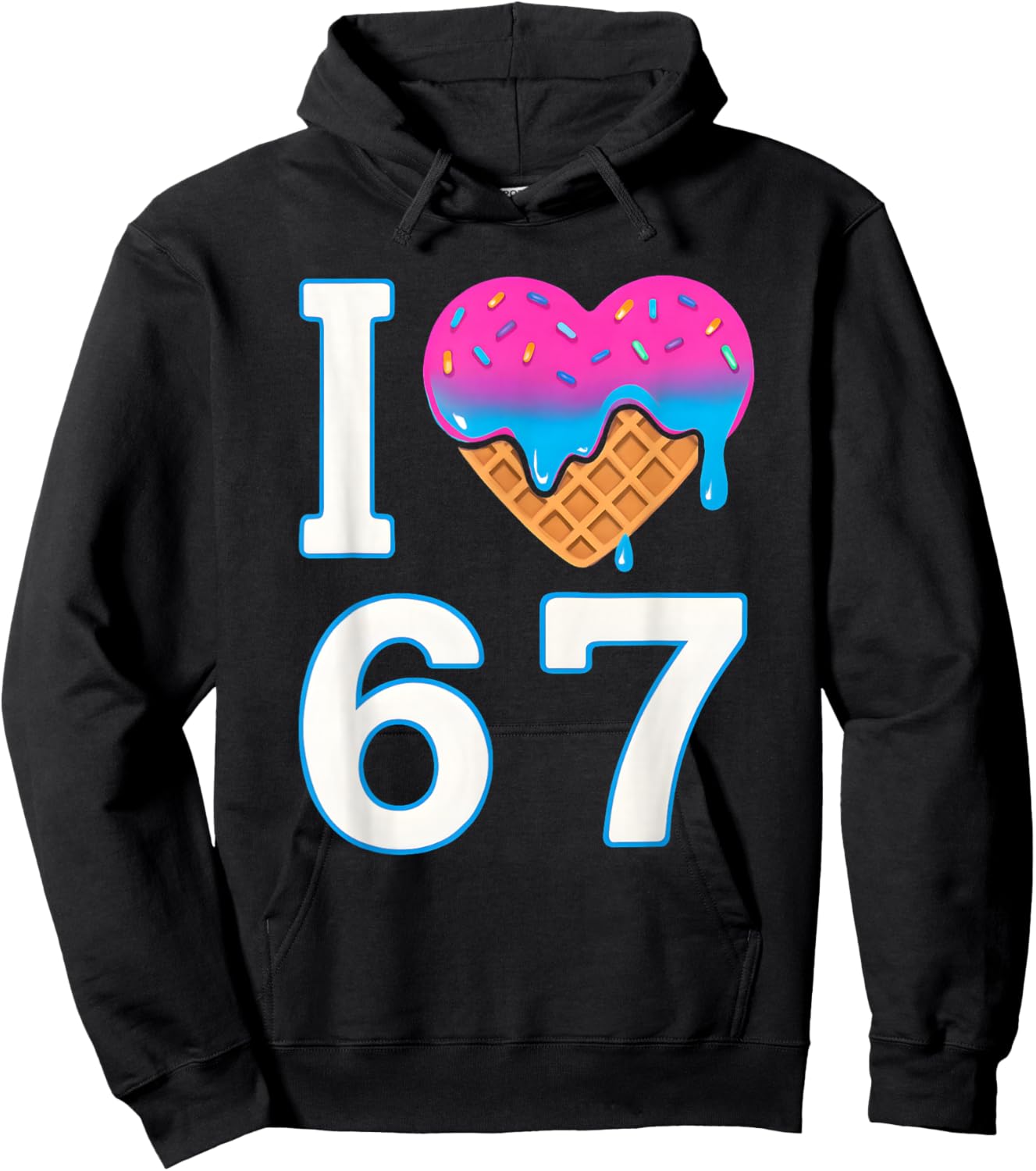 I Love 67 Meme Heart 6 7 Merch Stuff Six Seven Ice Cream Hoodie - Hoodie | Black