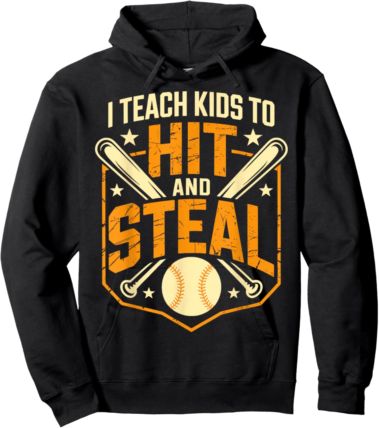 I Teach Kids to Hit and Steal Funny Baseball Softball Coach Hoodie - Hoodie | Black