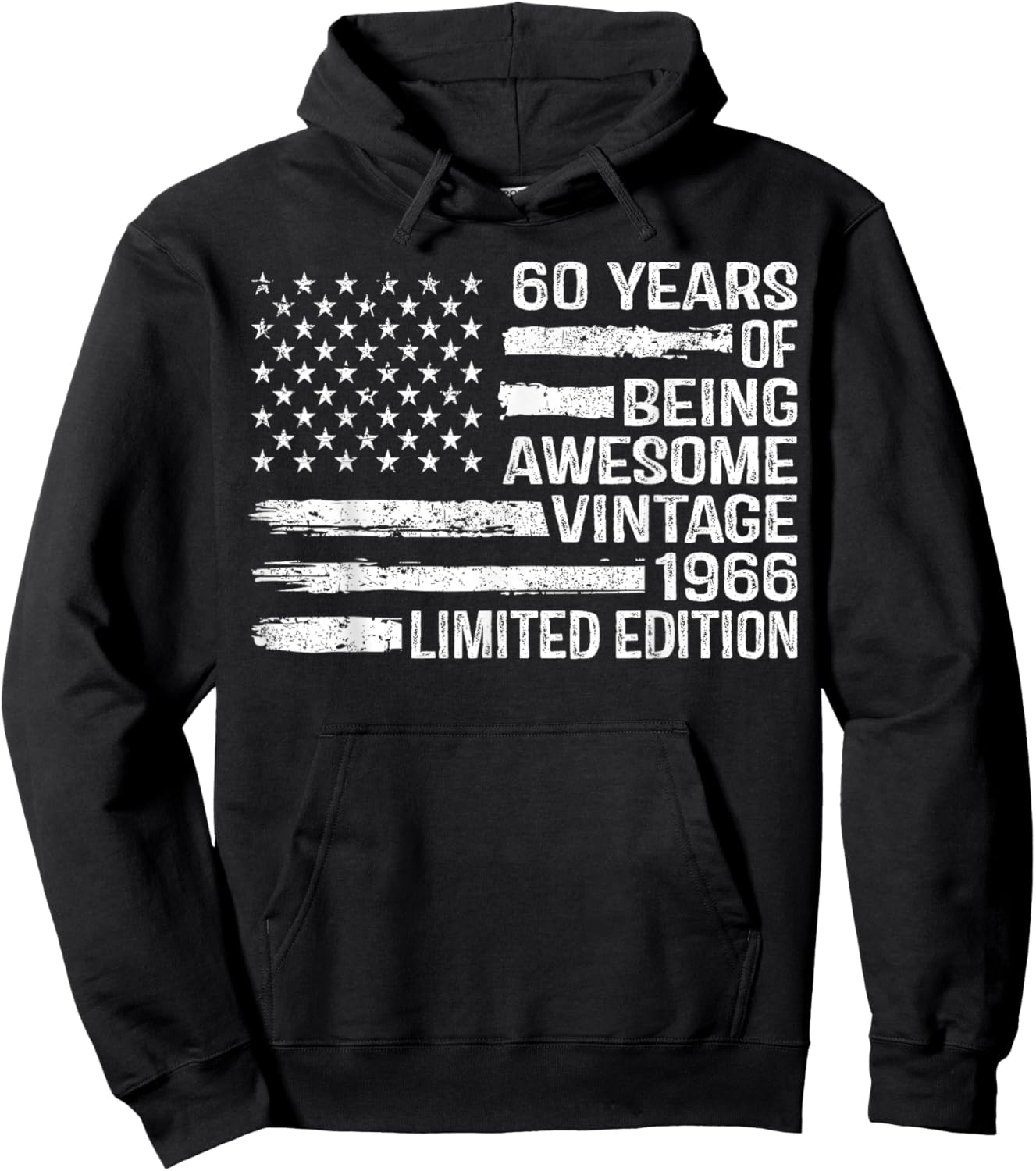 60 Years Old Birthday Vintage American Flag 60th Birthday Hoodie - Hoodie | Black