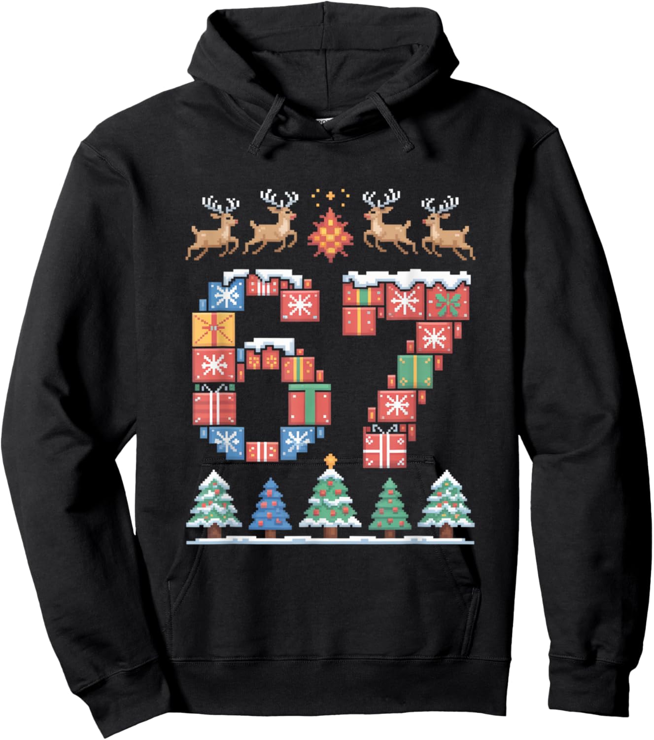Christmas 67 Funny Xmas Six Seven Ugly Sweater 6-7 Hoodie - Hoodie | Black