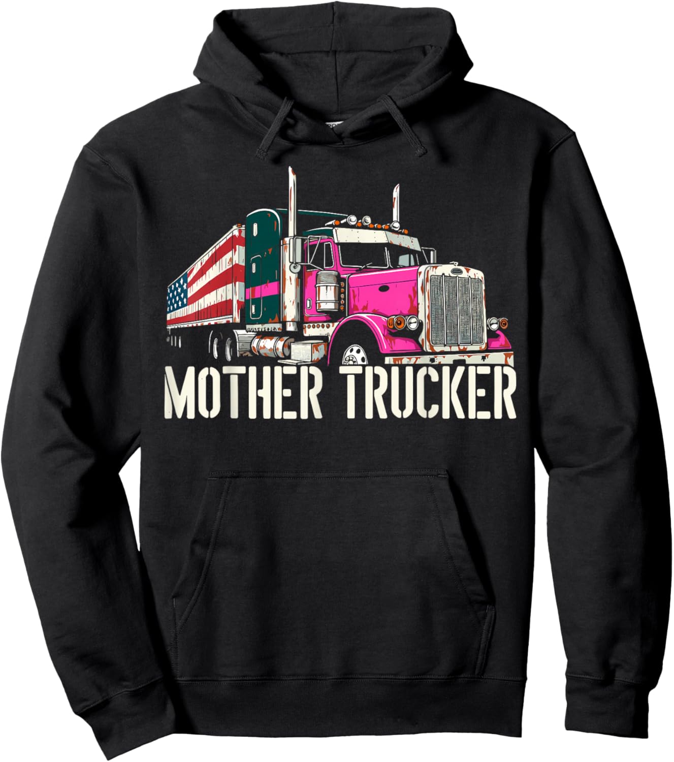 Mother Trucker Female Semi Truck Driver Hoodie - Hoodie | Black