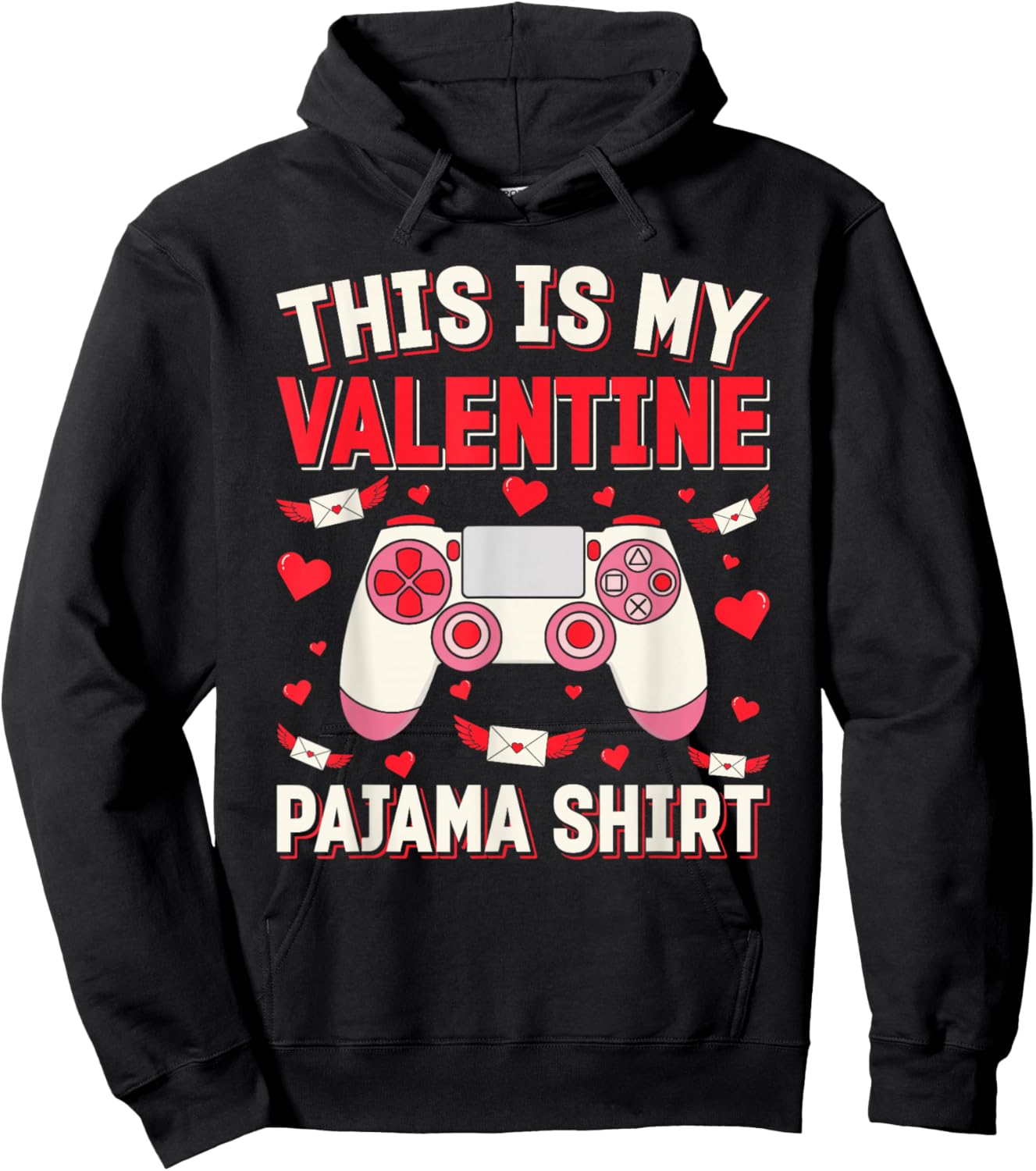 This is My Valentine Pajama Shirt Funny Controller Valentine Hoodie - Hoodie | Black