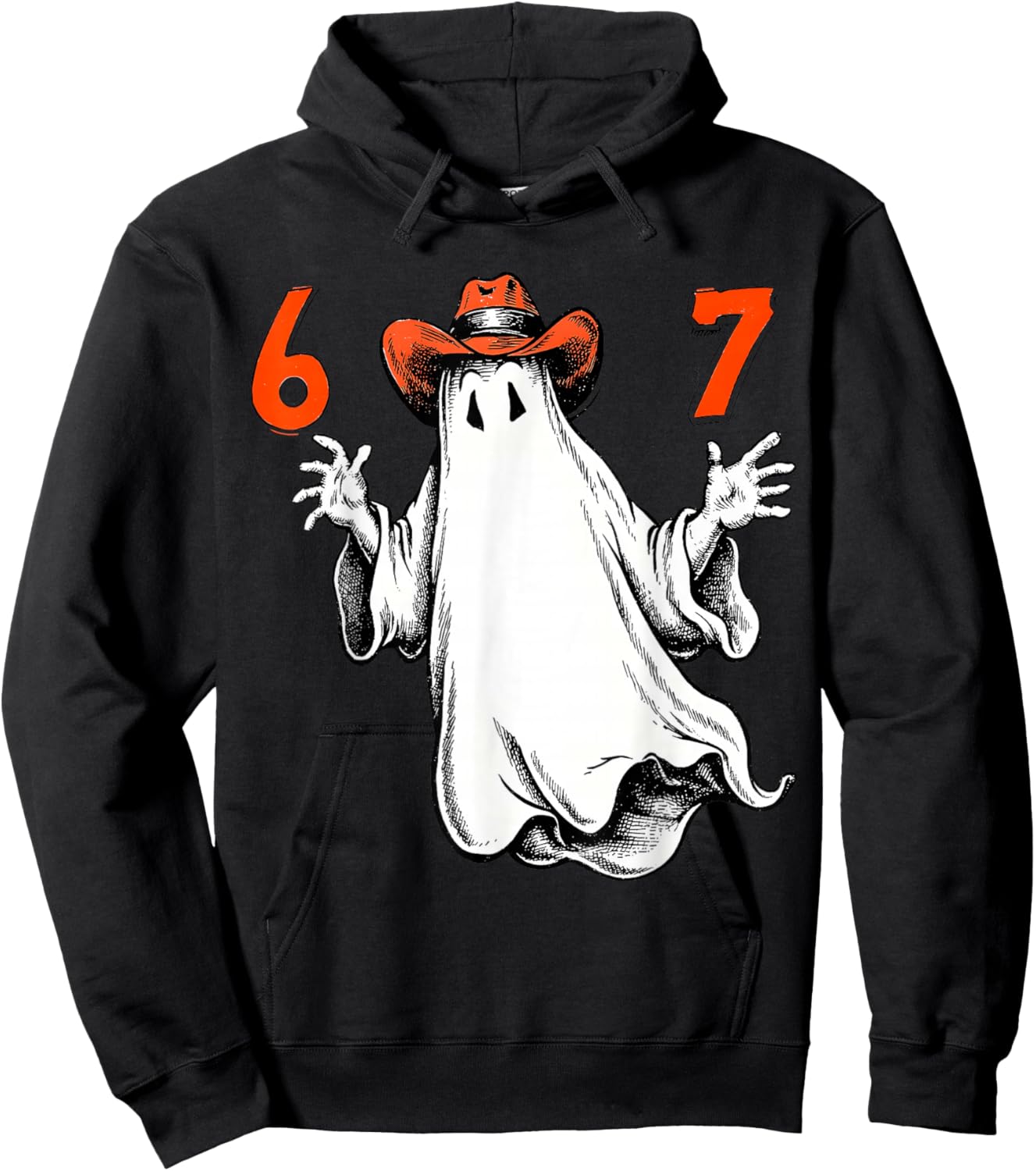 67 Halloween Funny Six Seven Meme Brainrot Ghost Kids Bruh Hoodie - Hoodie | Black