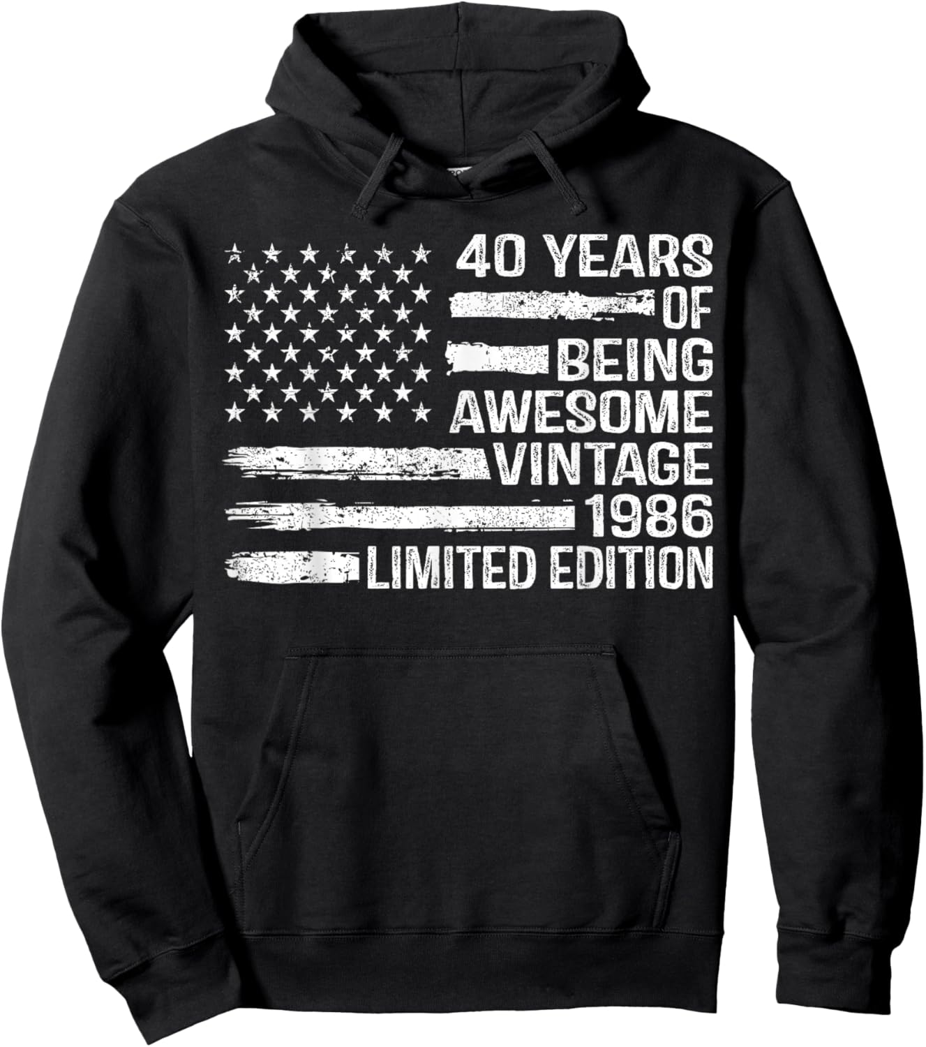 40 Years Old Birthday Vintage American Flag 40th Birthday Hoodie - Hoodie | Black