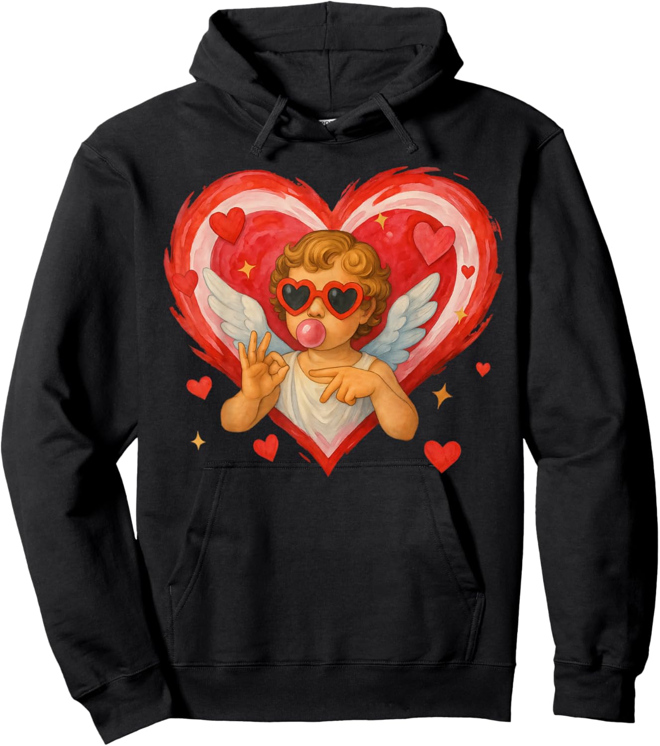 Funny 6 7 Meme Heart Cupid Says Six Seven 67 Valentine’s Day Hoodie - Hoodie | Black