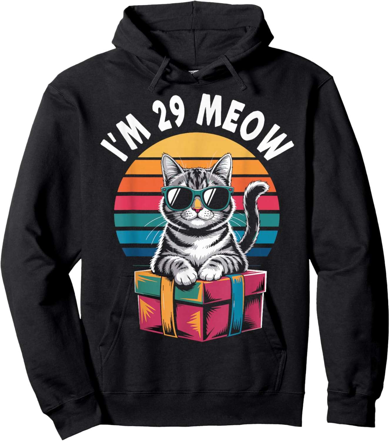 29th Birthday 29 Years Old I’m 29 Meow Funny Cat Birthday Hoodie - Hoodie | Black