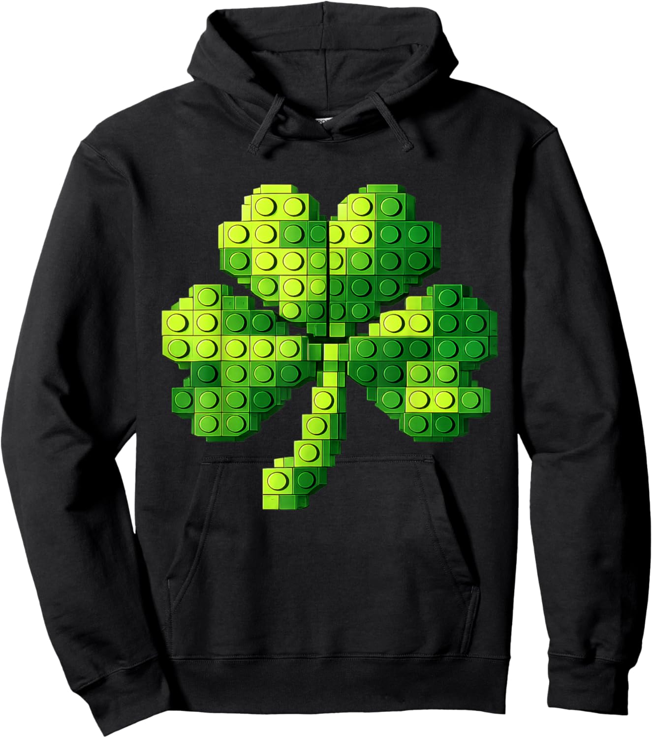 Funny Building Shamrock Blocks St Patricks Day Kids Boys Hoodie - Hoodie | Black