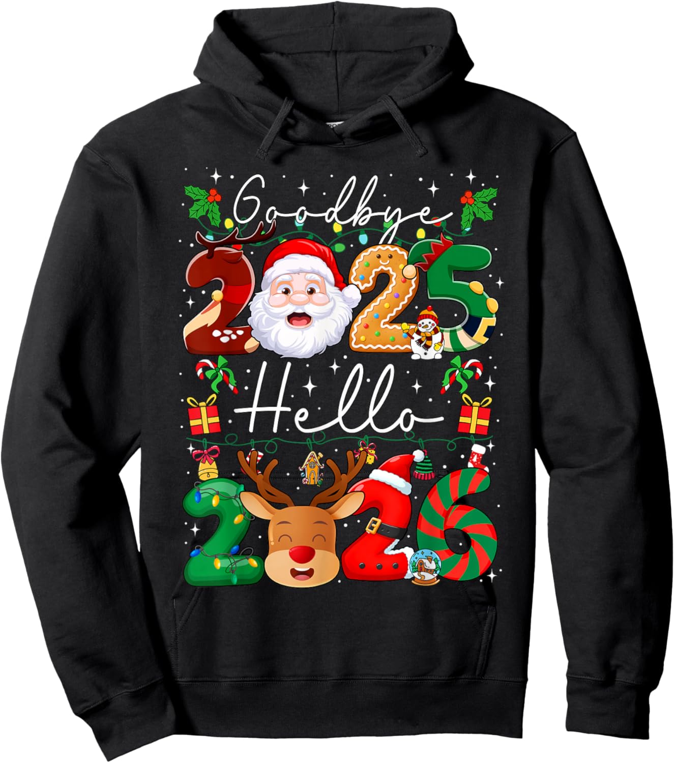 Goodbye 2025 Hello 2026 Happy New Year's Eve Christmas Men Hoodie - Hoodie | Black