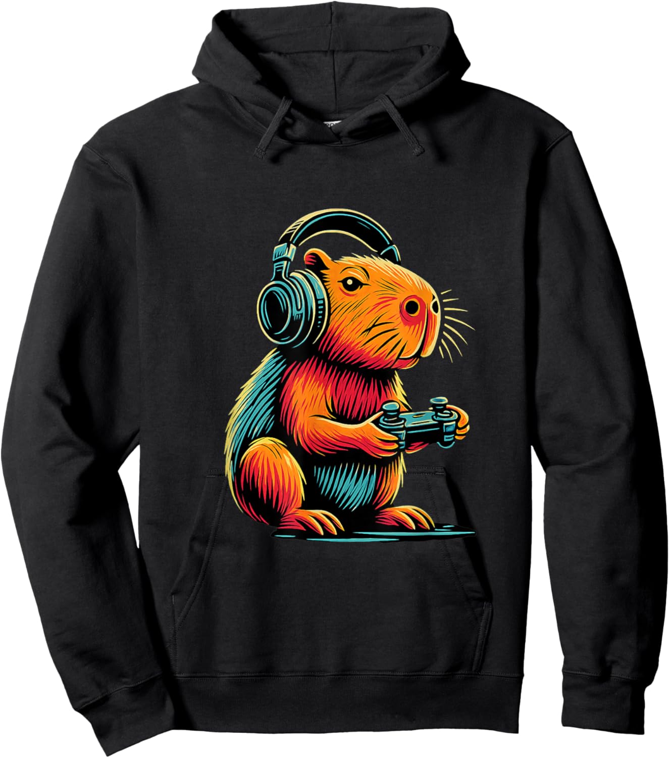 Capybara Gaming,Funny Gamer, Capybara Design Classic Hoodie - Hoodie | Black