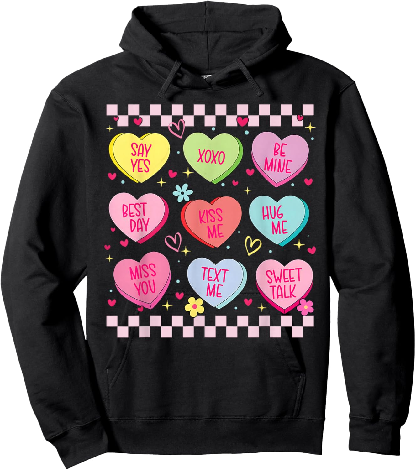 Candy Sweet Heart Love Be Mine XOXO Valentine Women Girl Hoodie - Hoodie | Black