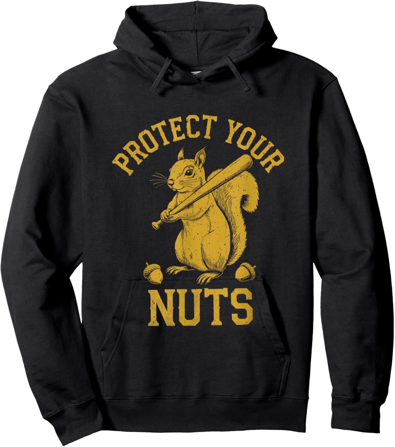 Protect Your Nuts Funny Squirrel Baseball Bat Hoodie - Hoodie | Black